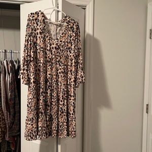 Leopard print midi dress